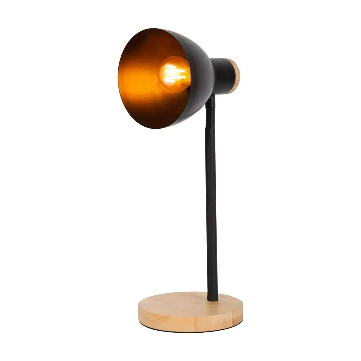 Schreibtischleuchte "MARIE" aus Metall und Holz, E14, Schwarz, 36,5 cm hoch