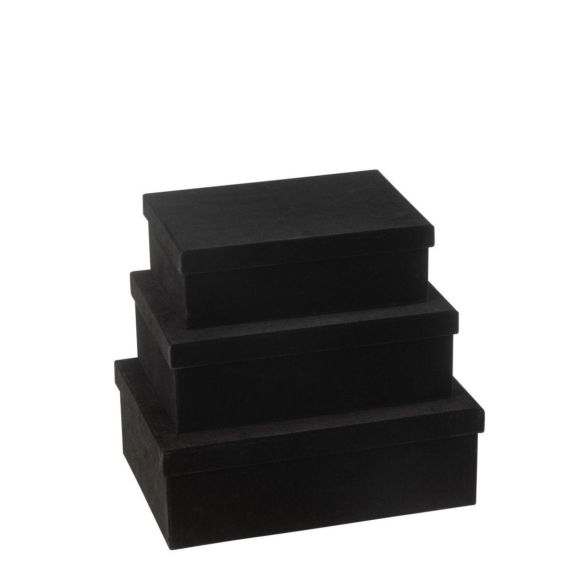 J-Line Set mit 3 Boxen, rechteckig, Samtpapier, Schwarz
