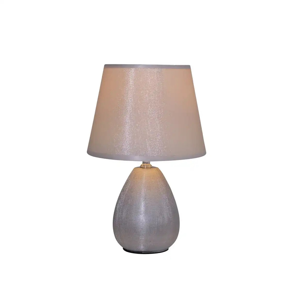 Keramik Tischleuchte h: 31cm "SIMPLY CERAMICS", Tischlampe aus Keramik, silber, mit E14-Fassung, für Esszimmer, Wohnzimmer, Diele oder Büro, 31 cm hoch