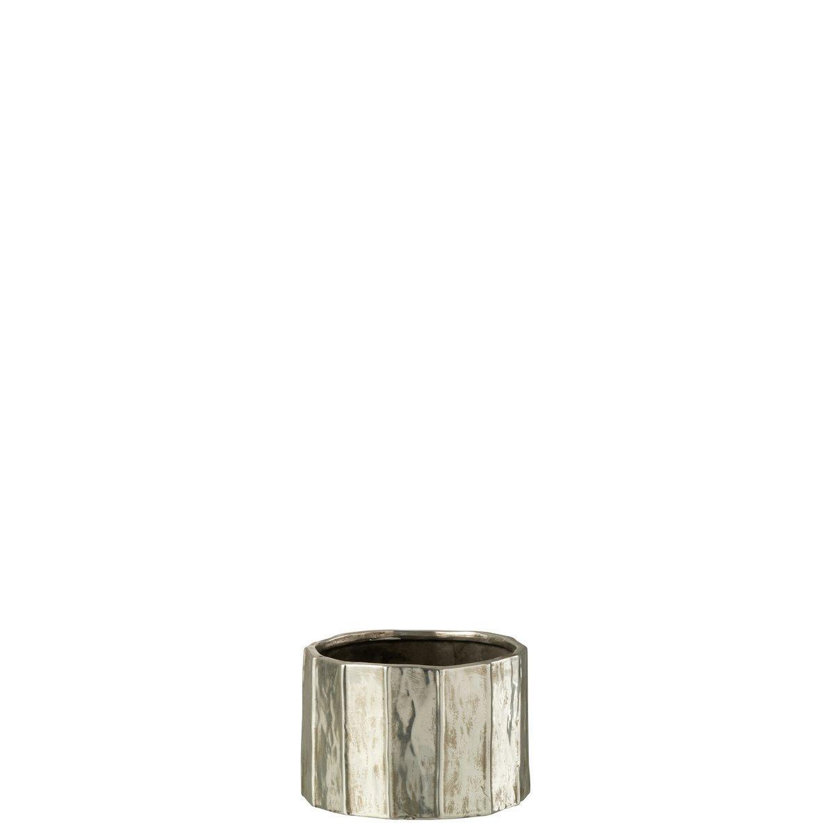 J-Line Blumentopf Ary Klei - Keramik - Silber - klein - Ø 18,00