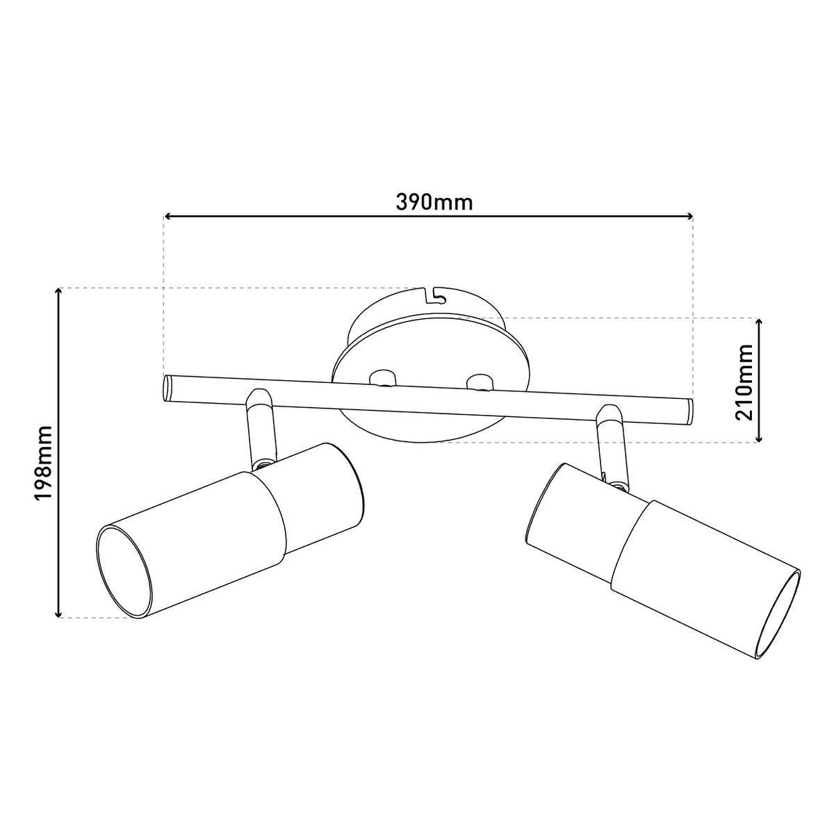 2er Wand- Deckenspot "TODTNAU", Metall, Holz und Kunststoff, E14, 39 cm lang