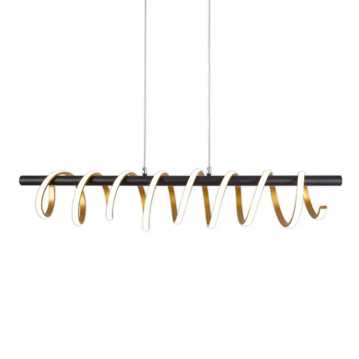 LED Pendelleuchte "BELLEZA", moderne Pendellampe aus Metall und Kunststoff Schwarz, Gold und Weiß, mit fest verbauten LEDs, 100 cm lang. Die ideale Beleuchtung für Wohnzimmer, Esszimmer oder Küche.