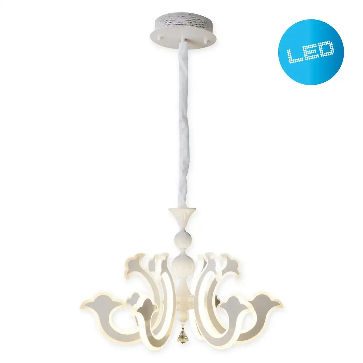 LED-Krone "LUDWIG" weiß Ø 66cm, mit fest verbauten LEDs, Metall in weiß