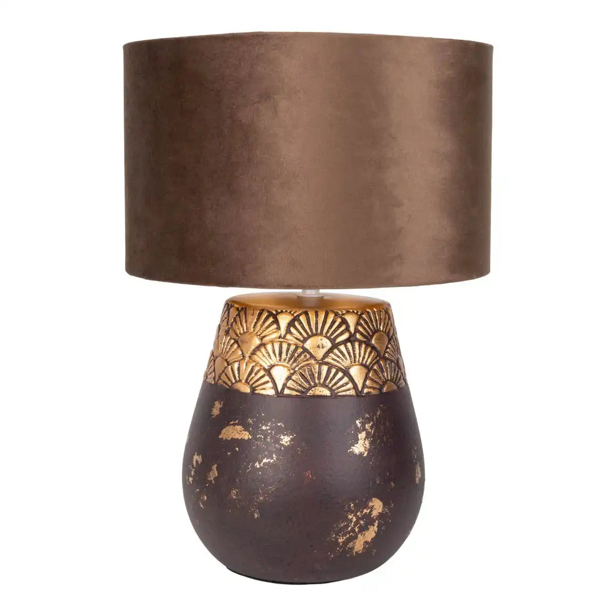 Keramik Tischleuchte "Bronco", Tischlampe, Keramik, beige/grau, mit E14-Fassung, für Esszimmer, Wohnzimmer, Diele oder Büro, 39 cm hoch