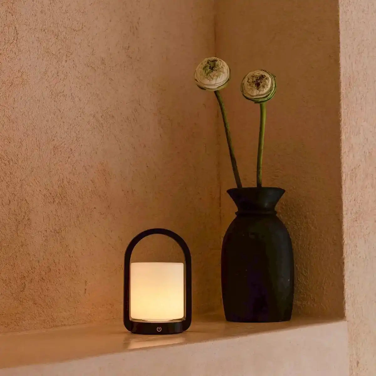 George dunkelbraune Holzlampe – wiederaufladbar, dimmbar und tragbar