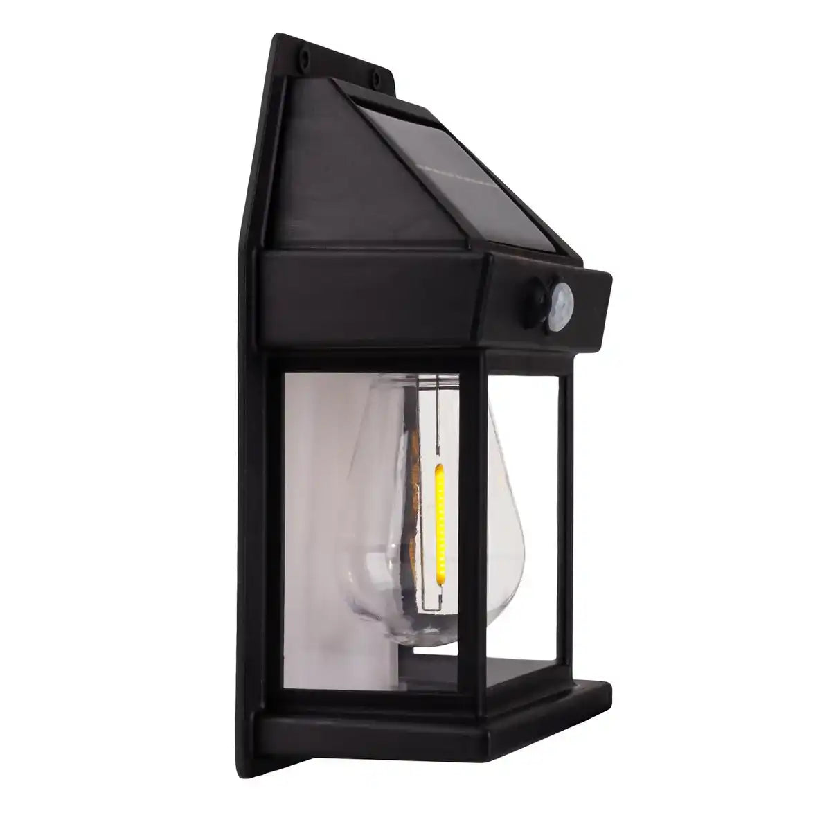 2er Set Solar-Wandleuchte "Mira" ca. 17 cm hoch, aus schwarzem wetterfestem Kunststoff, integrierter LED in warmweiß, inkl. Bewegungsmelder und Dämmerungssensor