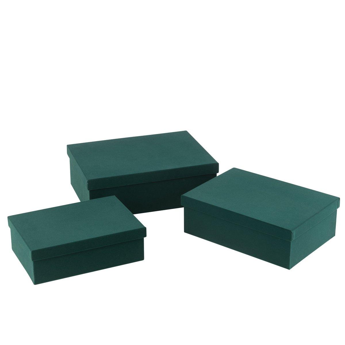 J-Line Set mit 3 Boxen, rechteckig, Samtpapier, Grün