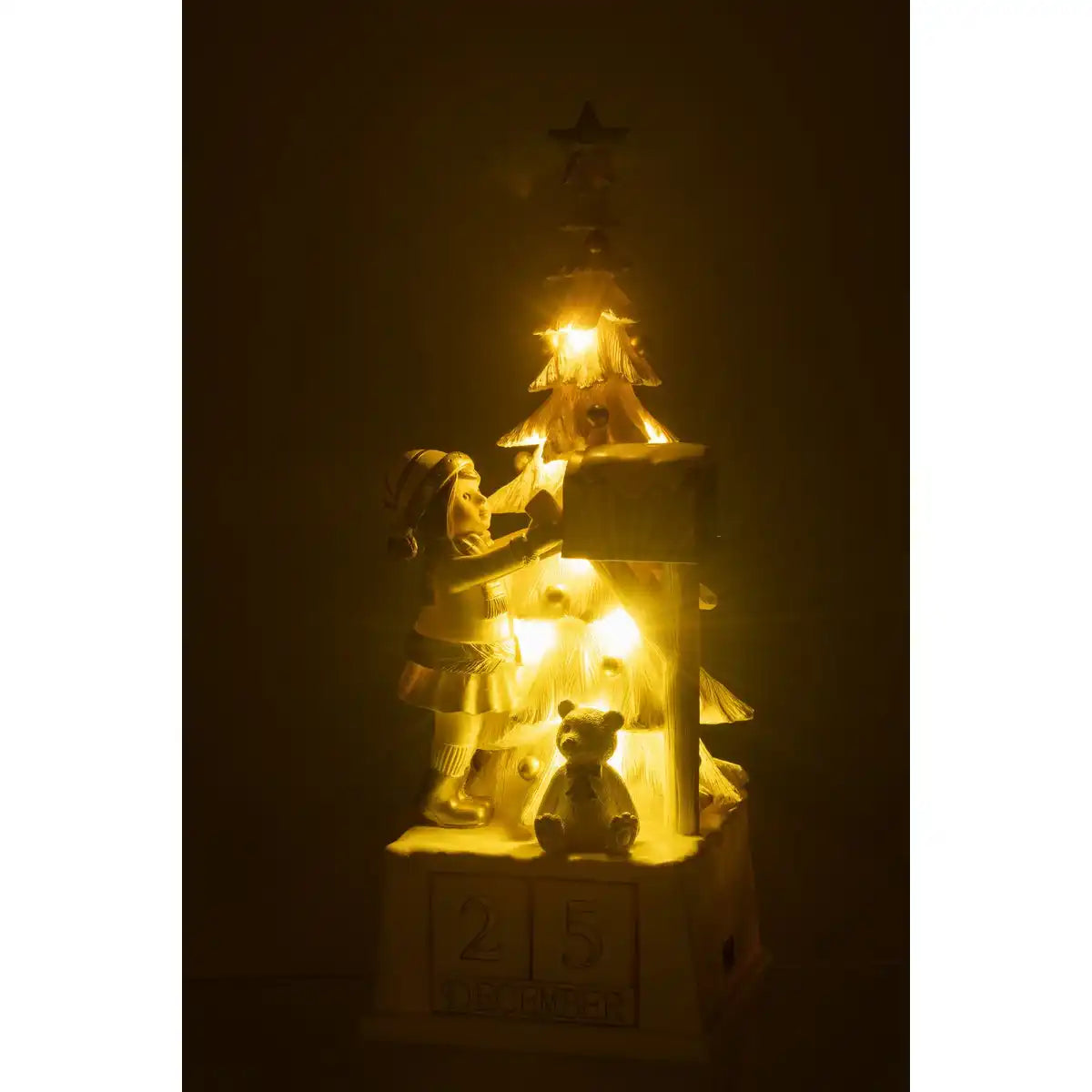 J-Line Kalender Weihnachtsbaum Poly Weiß/Gold