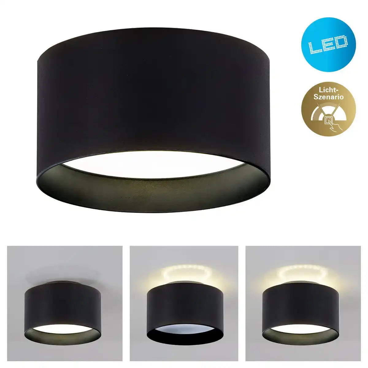 LED Spot "TRIOS" Ø 14 cm schwarz, aus Metall und Kunststoff mit integrierten LEDs