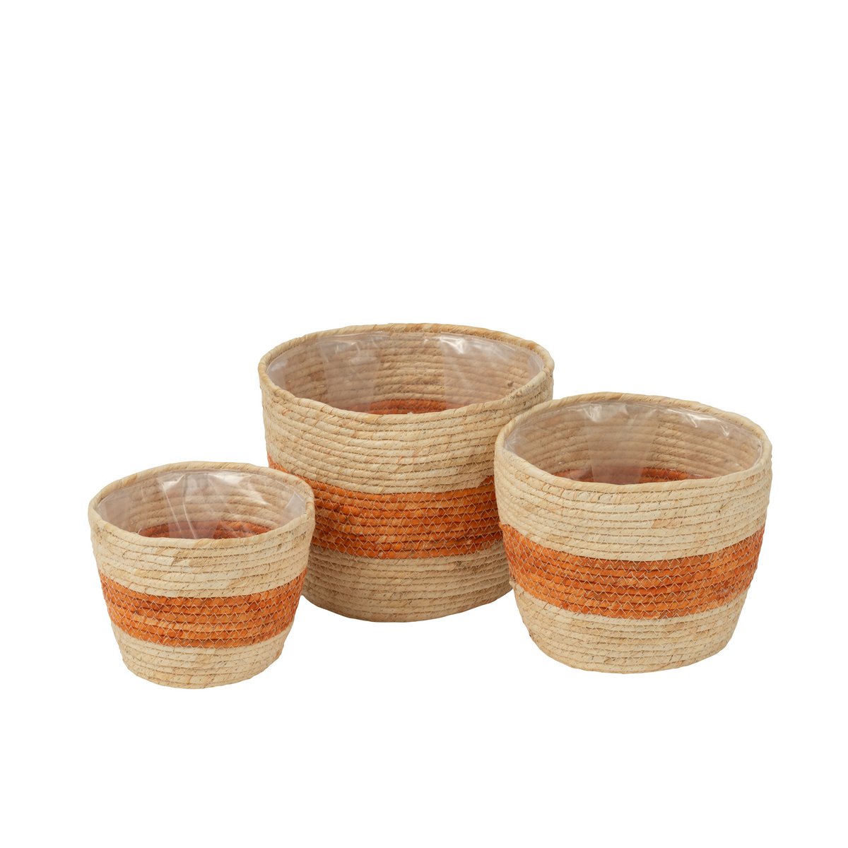 J-Line 3er-Set Korbstreifen Mais Natur/Orange