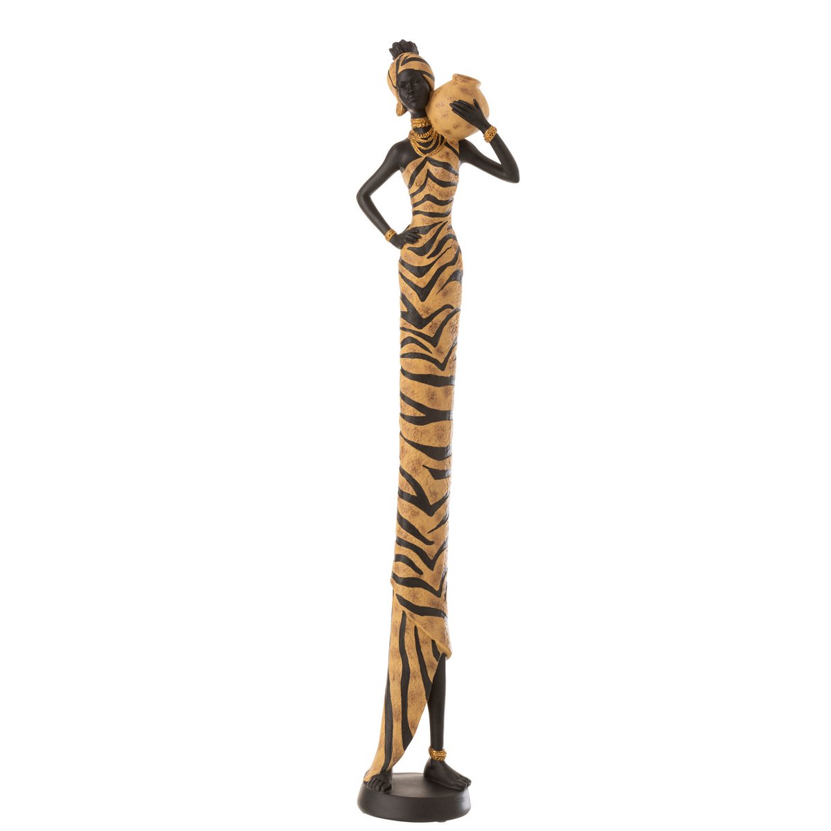 J-Line African Woman Zebra Poly Schwarz/Braun