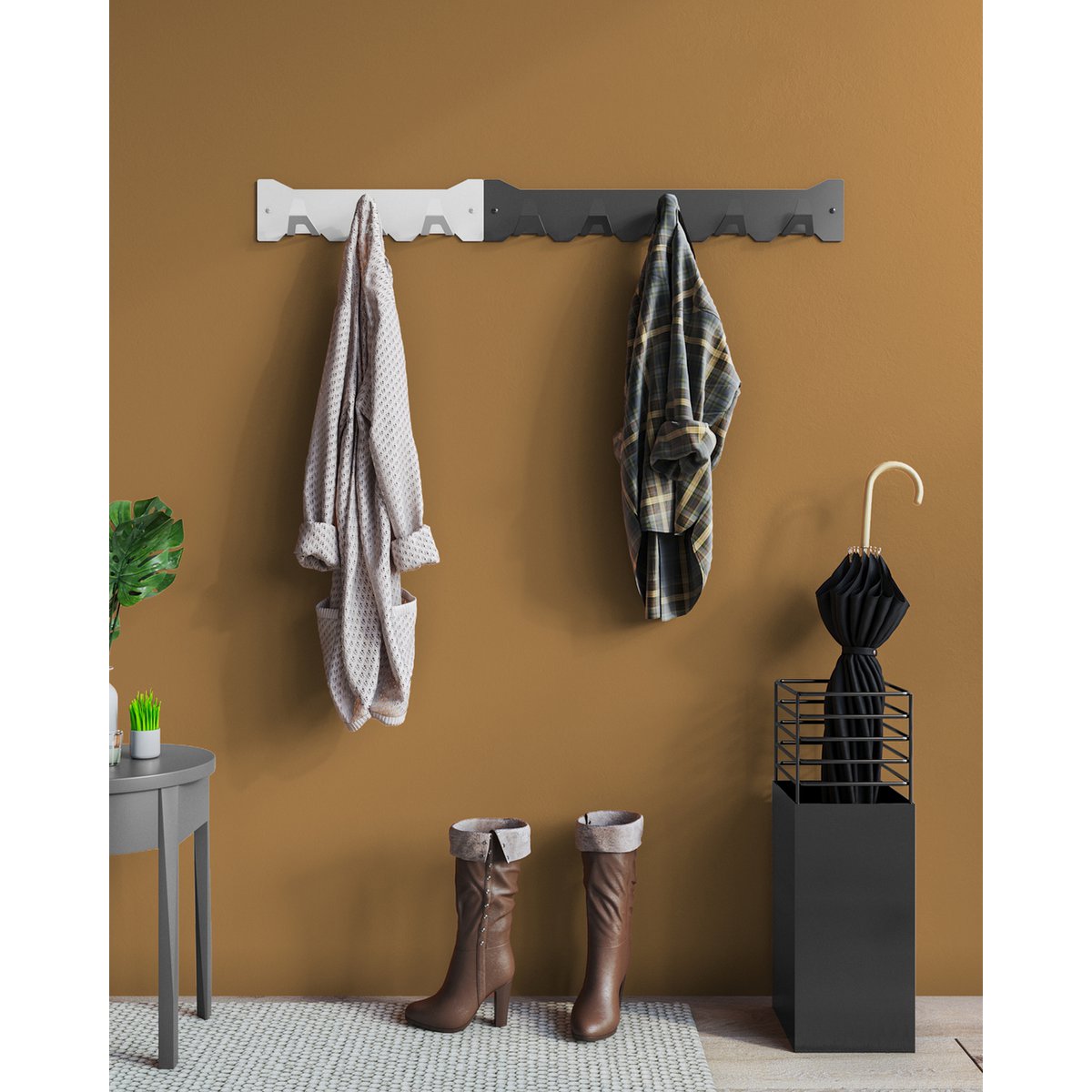 Gorillz Triangle Three – Industrial – Wandgarderobe – 3 Kleiderhaken – Schwarz