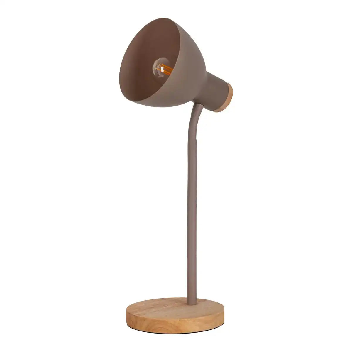 Schreibtischleuchte "MARIE" aus Metall und Holz, E14, Braun, 36,5 cm hoch