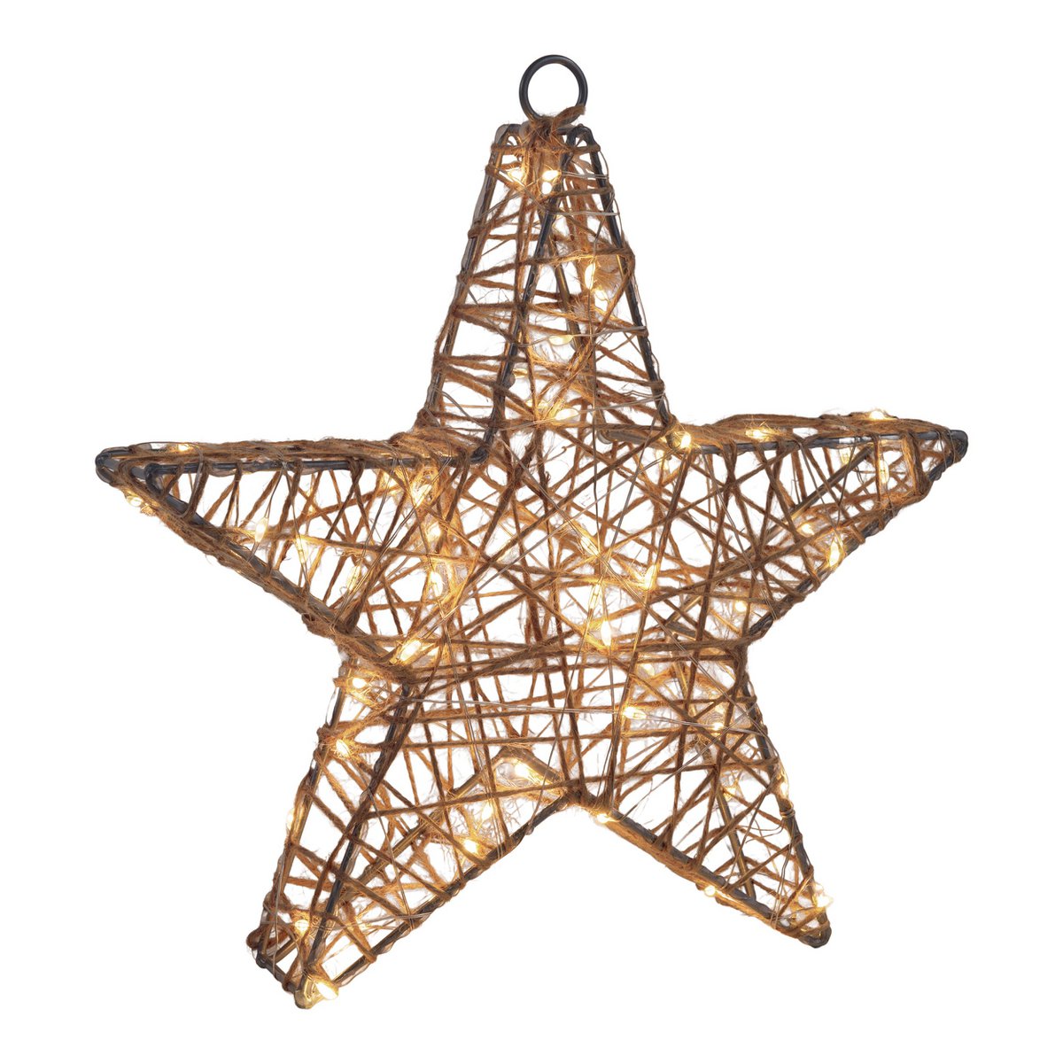 2er-Set LED-Weihnachtsdeko "Metallstern" Ø 25 cm - Weihnachtsdeko aus Metall und Textil in natur, mit fest verbauten LEDs