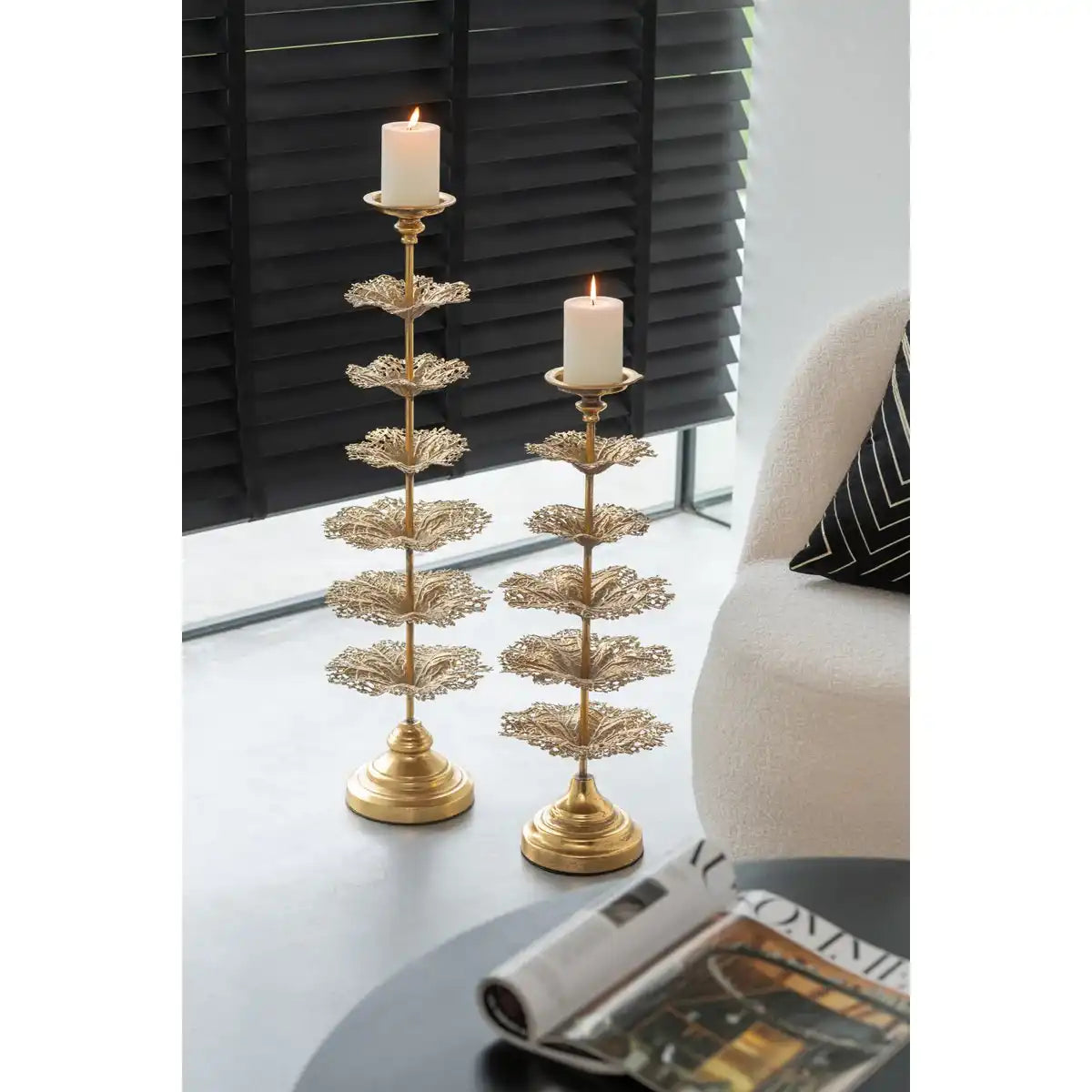 J-Line Kerzenhalter Baum Metall Gold Groß