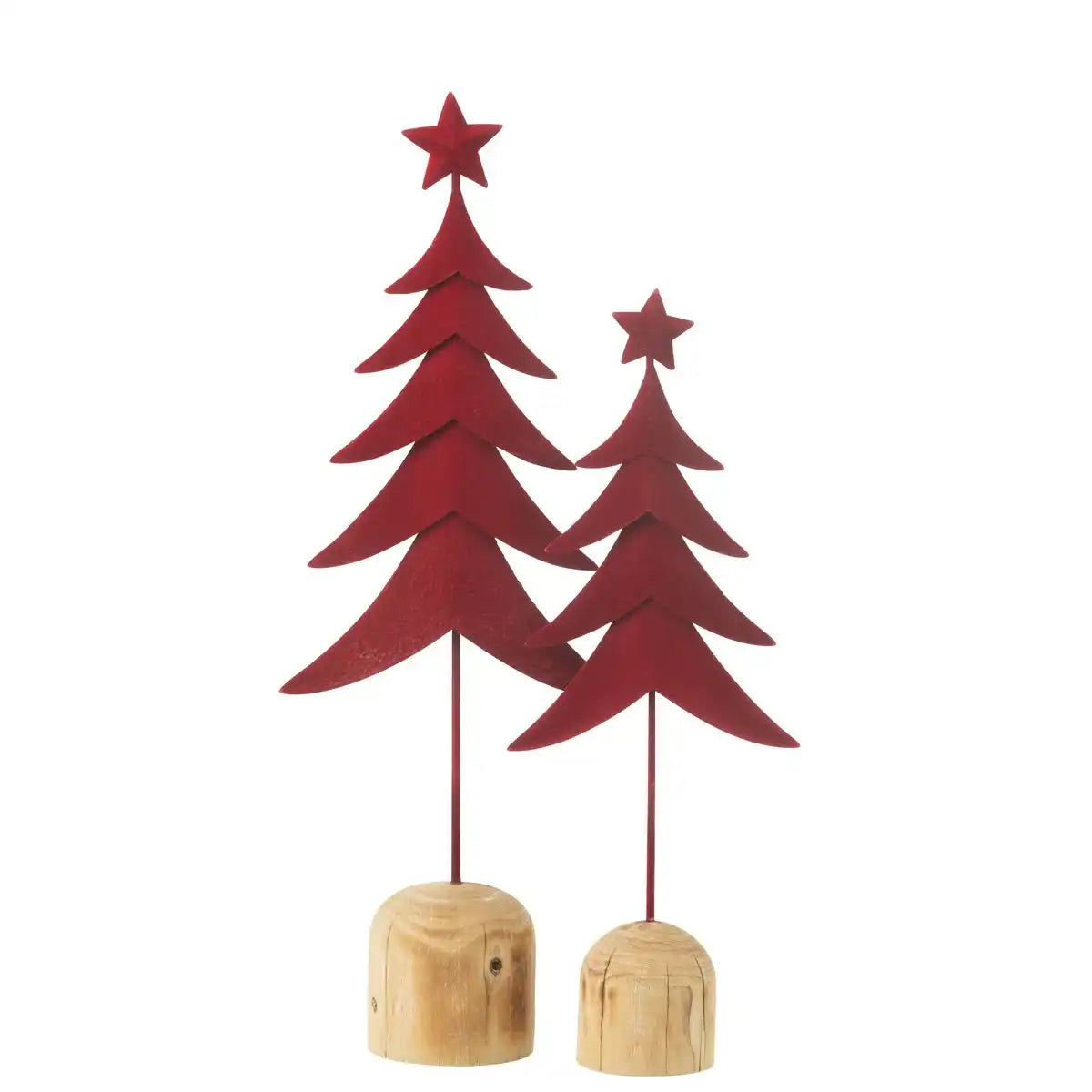 J -Line Dekoration Weihnachtsbaum zu Fuß + Stern - Metall/Holz - rot - L.