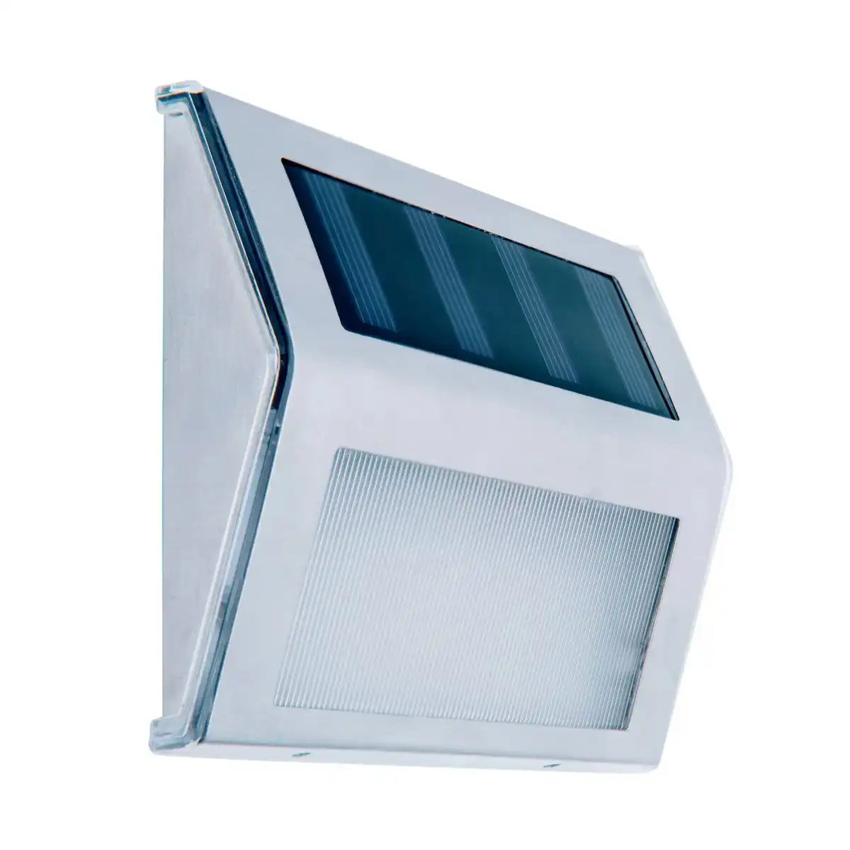 4er-Set LED Solar-Außenleuchte , für Außen, Wandleuchte - Metall und Kunststoff in Stahl-blank, mit integrierter LED