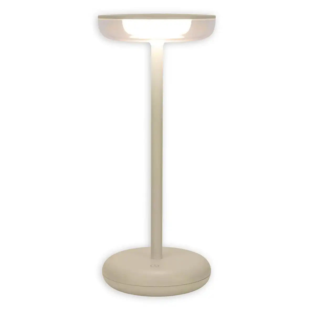 Akku-Tischleuchte "PASI" für Außen und Innen, aus Metall und Kunststoff in Beige, dimmbar, mit Touch- und Memory-Funktion, ca. 26 cm hoch