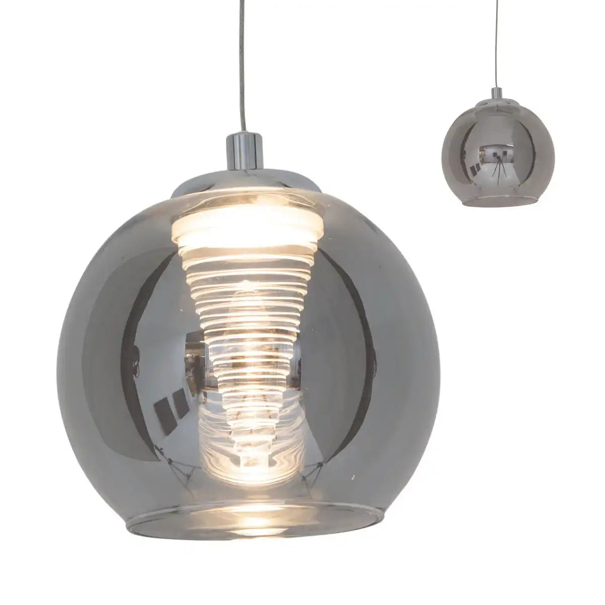 LED Pendelleuchte "VASO", Pendellampe aus Metall und Glas in anthrazit, mit fest verbauten LEDs, Hängelampe für Esszimmer und Wohnzimmer mit einem Øvon 14,5 cm.