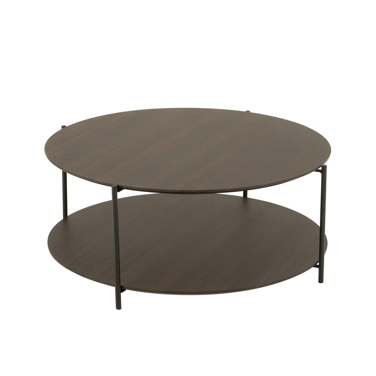 J-Line Couchtisch, rund, MDF/Metall, dunkelbraun, klein