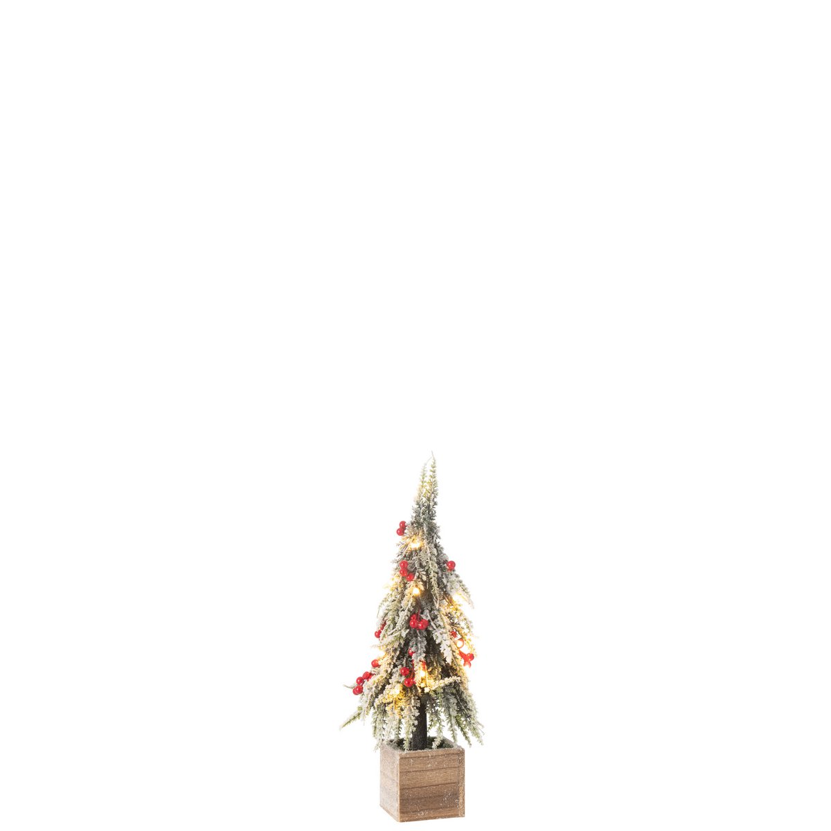 J-Line Weihnachtsbaum+LED Kunststoff Schnee Grün/Rot Klein