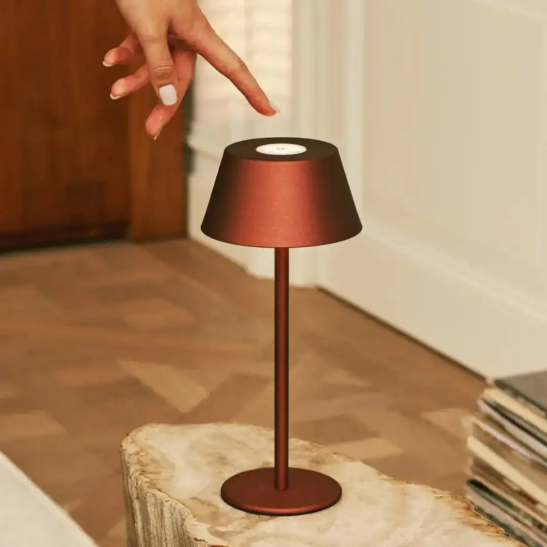 Milou Bronze - Tischlampe ohne Kabel l moderne, Design- und 3 Lichtmodi