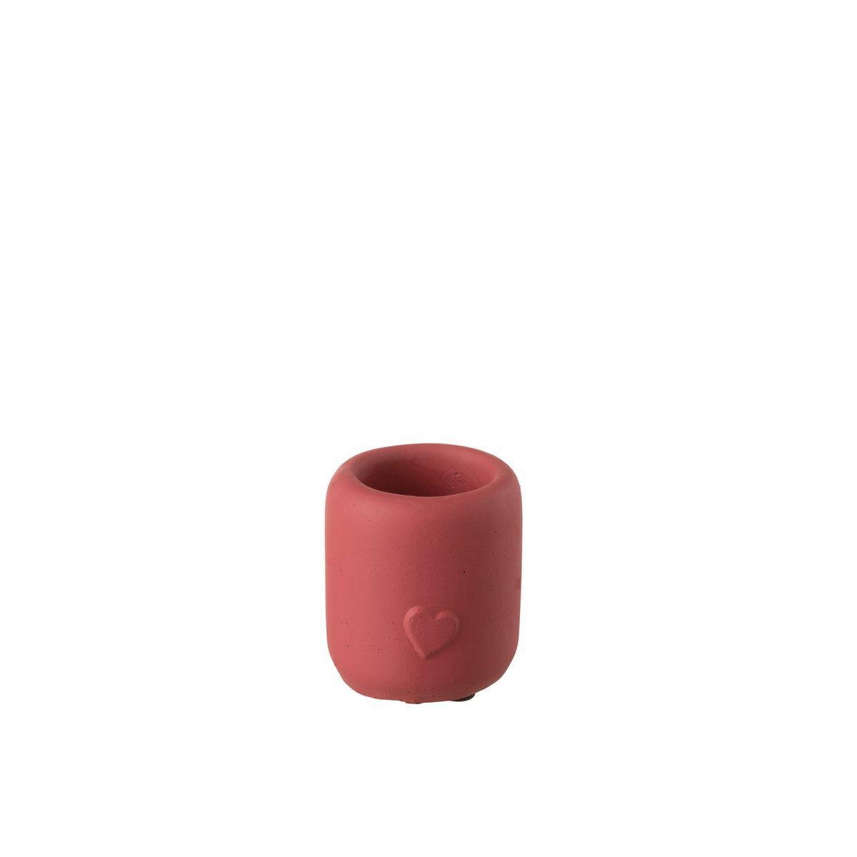 J-Line Blumentopf Heart High – Zement – Rot – klein