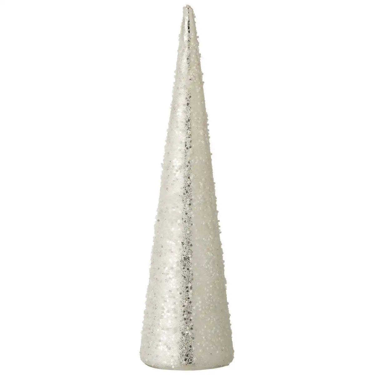 J-Line Weihnachtsbaum - Kegelperlglas - Weiß/Silber - 36 cm
