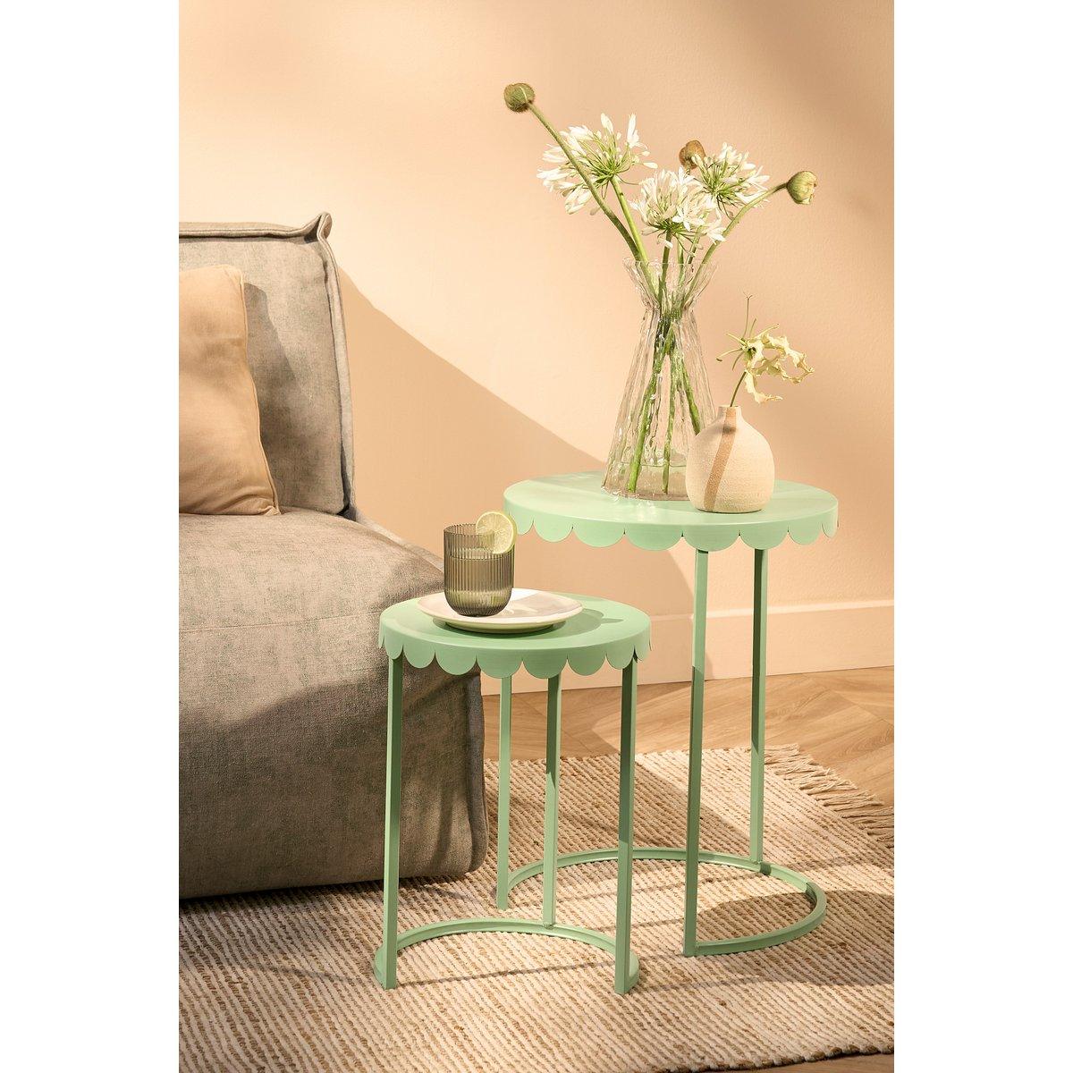 Lara Side Table - Set von 2 - H51 x Ø40 cm - Metall - MintGroen