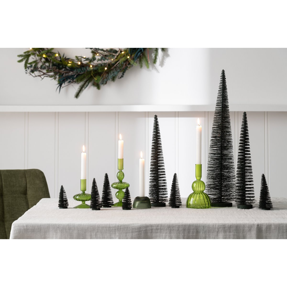 J -Line Dekoration Weihnachtsbaum Glitzer - Kunststoff - Dunkelgrün - groß