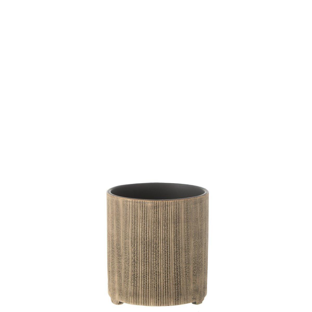J-Line Blumentopf Maria Rund - Keramik - Braun - Ø 14,5 cm - 2 Stück