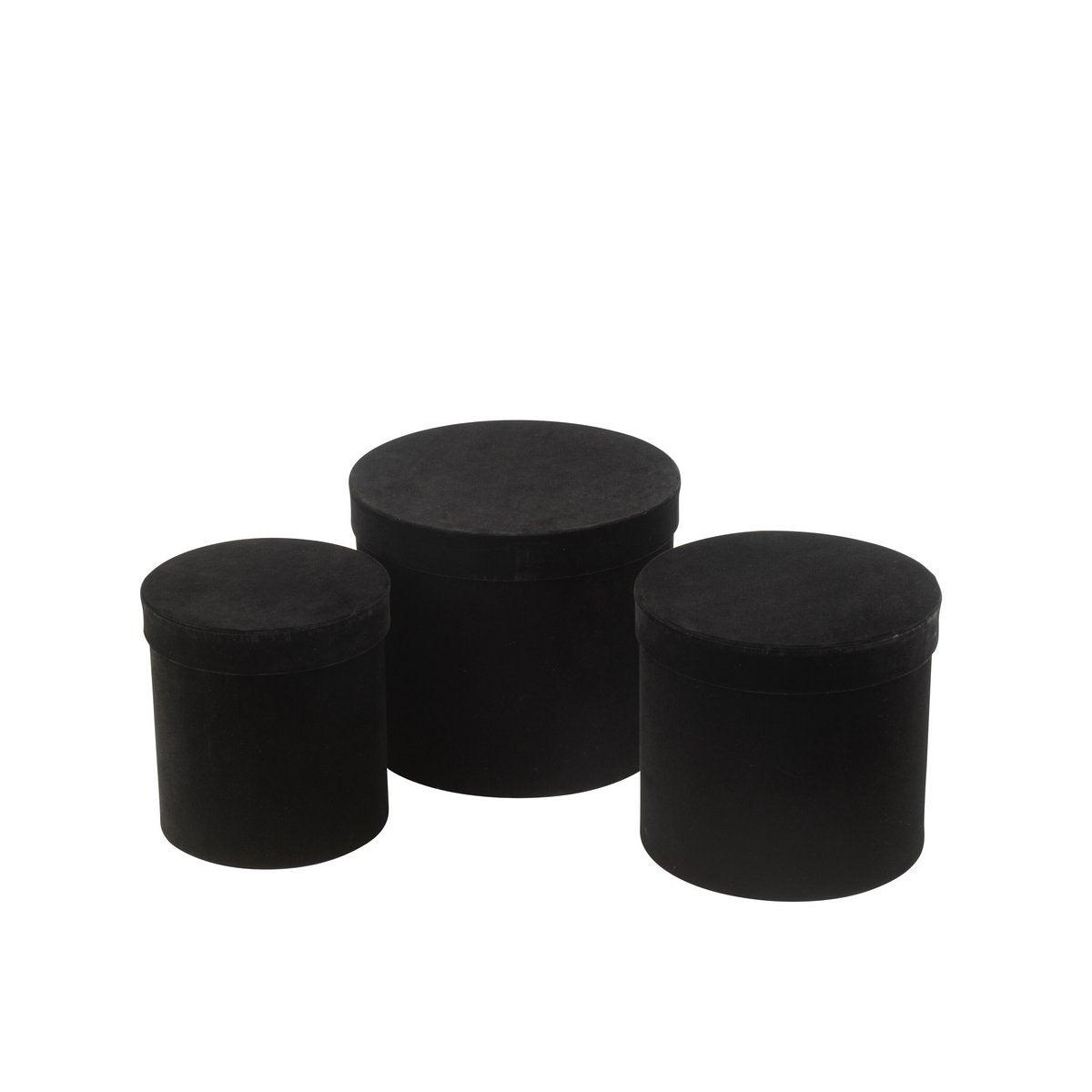 J-Line Set mit 3 Boxen, rund, Samtpapier, Schwarz