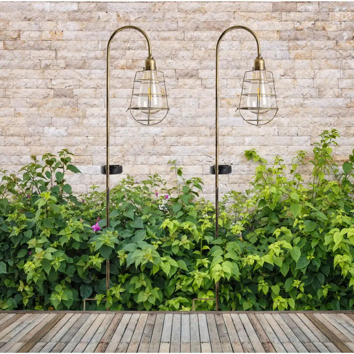2er-Set LED Deko-Solar-Erdspieß "GITTI" H: 76,5 cm , für Außen, Erdspieß aus Metall und Kunststoff , in Alt-Messing, mit integrierter LED
