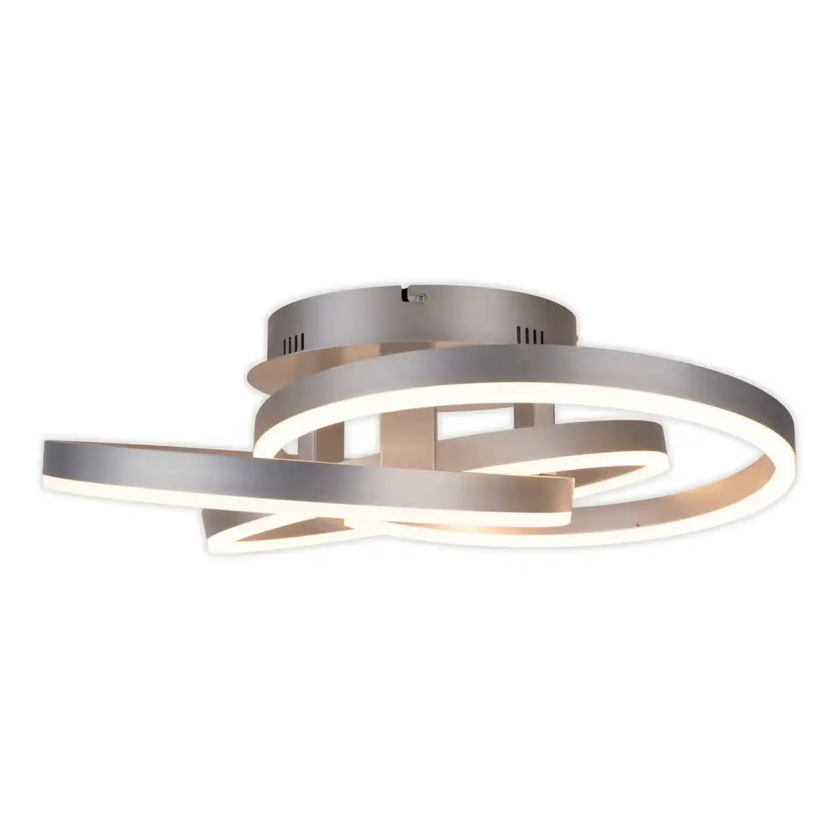 Smart Home LED Deckenleuchte "DIVORA" Ø 58cm, Deckenlampe aus Metall, Aluminium gebürstet und weißem Kunststoff, mit vielen Funktionen, fest verbauten LEDs, Beleuchtung für Wohnzimmer, Esszimmer Büro oder Diele