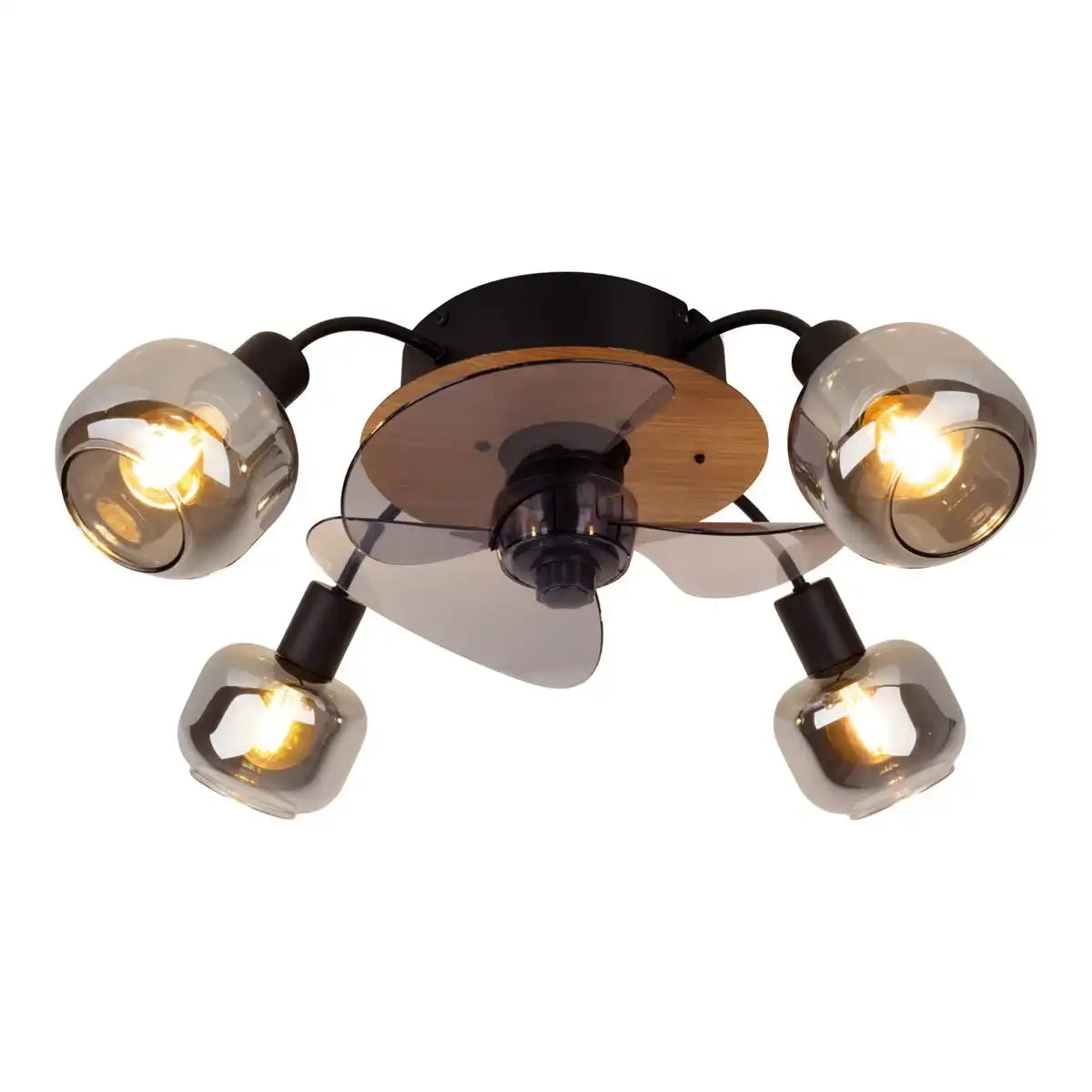 Deckenleuchte inkl. Ventilator "FUMOSO", in Schwarz, Braun und Natur, für E27 , Ø 51 cm