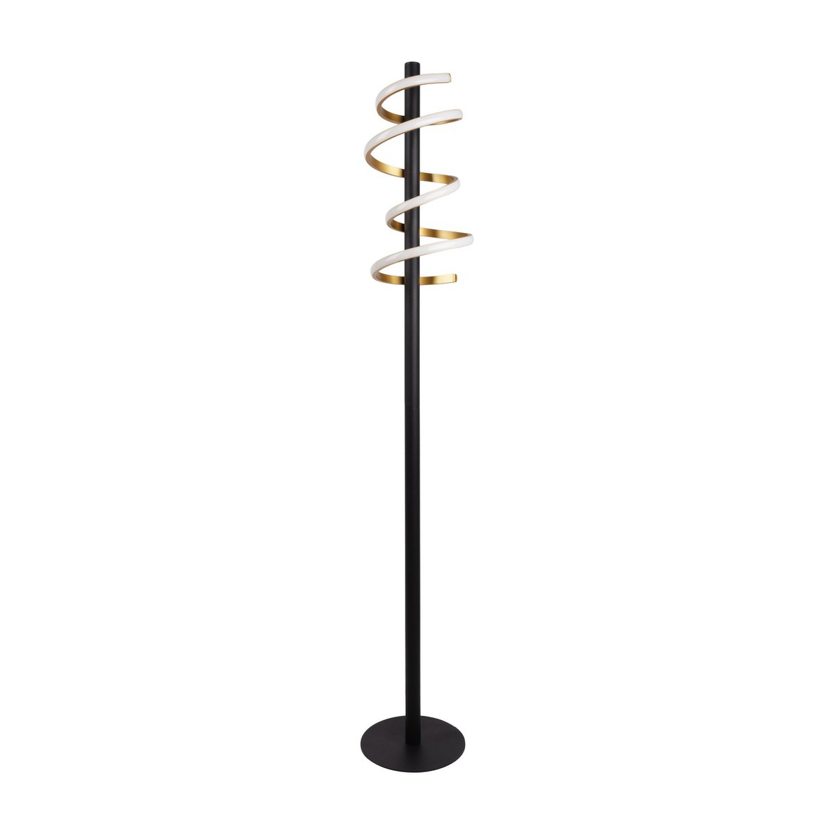 LED-Stehleuchte "BELLEZA", moderne Stehlampe aus Metall und Kunststoff in Schwarz, Gold und Weiß, mit fest verbauten LEDs, 140 hoch, Beleuchtung für Wohnzimmer, Esszimmer, Schlafzimmer oder Büro.
