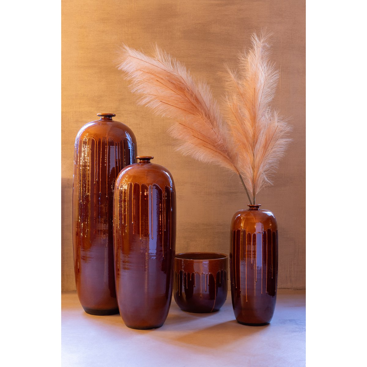 J -Line Vase Lee Shiny - Terra - Brown/Orange - klein - 55 cm hoch