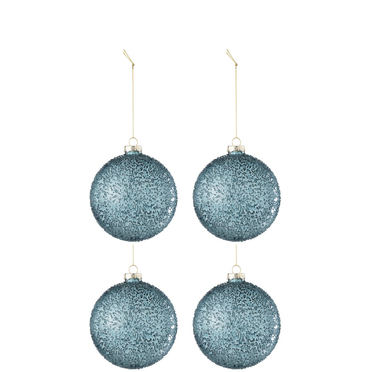 J-Line Weihnachtskugel Perlen – Glas – Blau – klein – 4er-Box