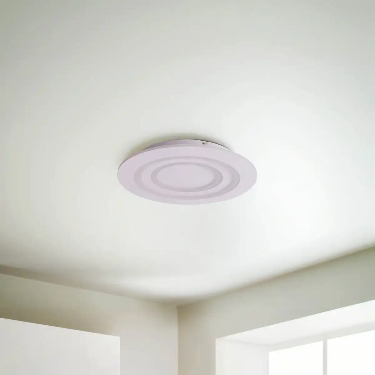 LED Deckenleuchte "MIREL" Ø 50 cm, 6 cm hoch, Metall und Kunststoff in Weiß, integrierte LEDs, 2400 lm, dimmbar, CCT-Funktion 3000-6500 K, RGB-Farbwechsel