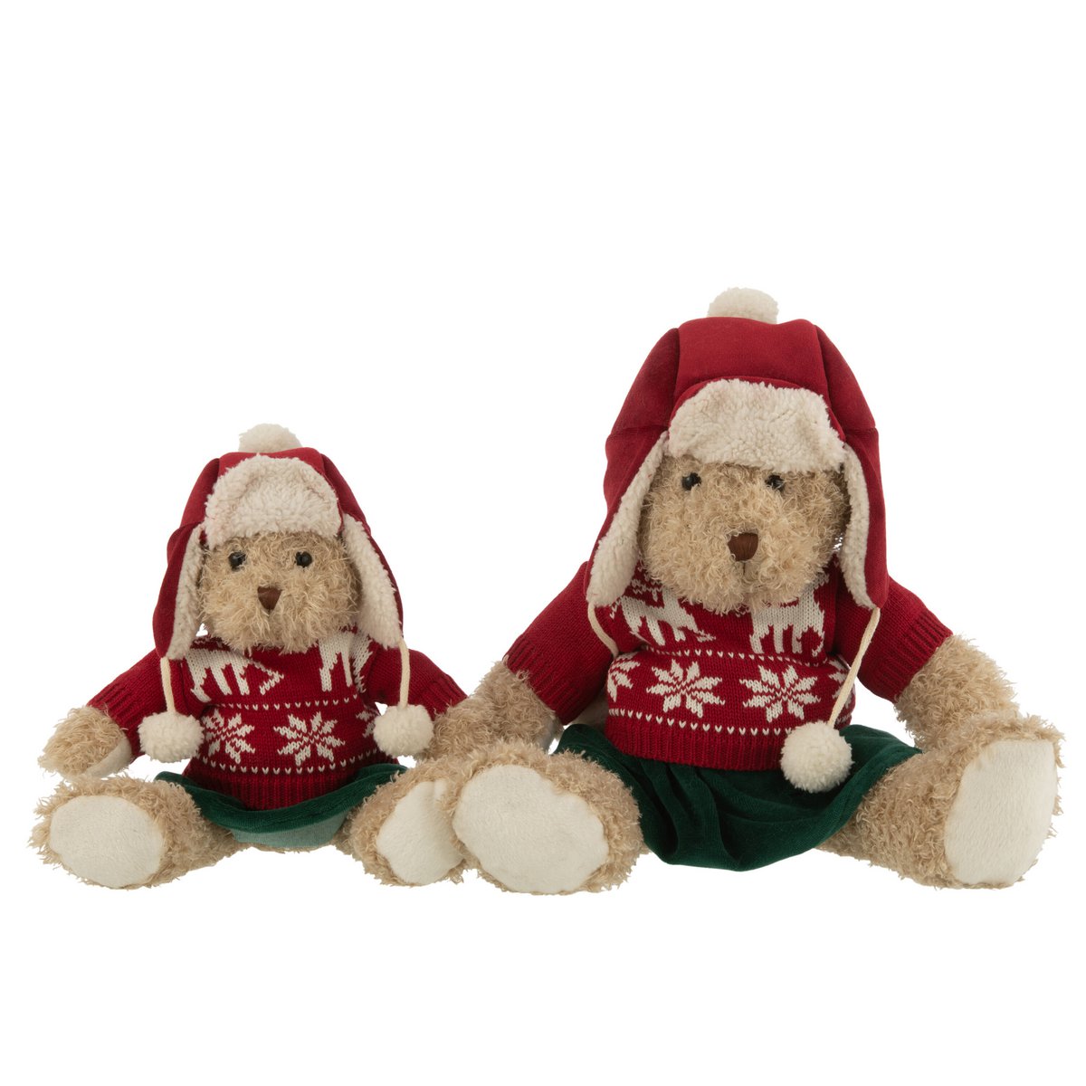 J-Line Bear Girl Weihnachtspullover + Mütze Textil Beige/Rot Large