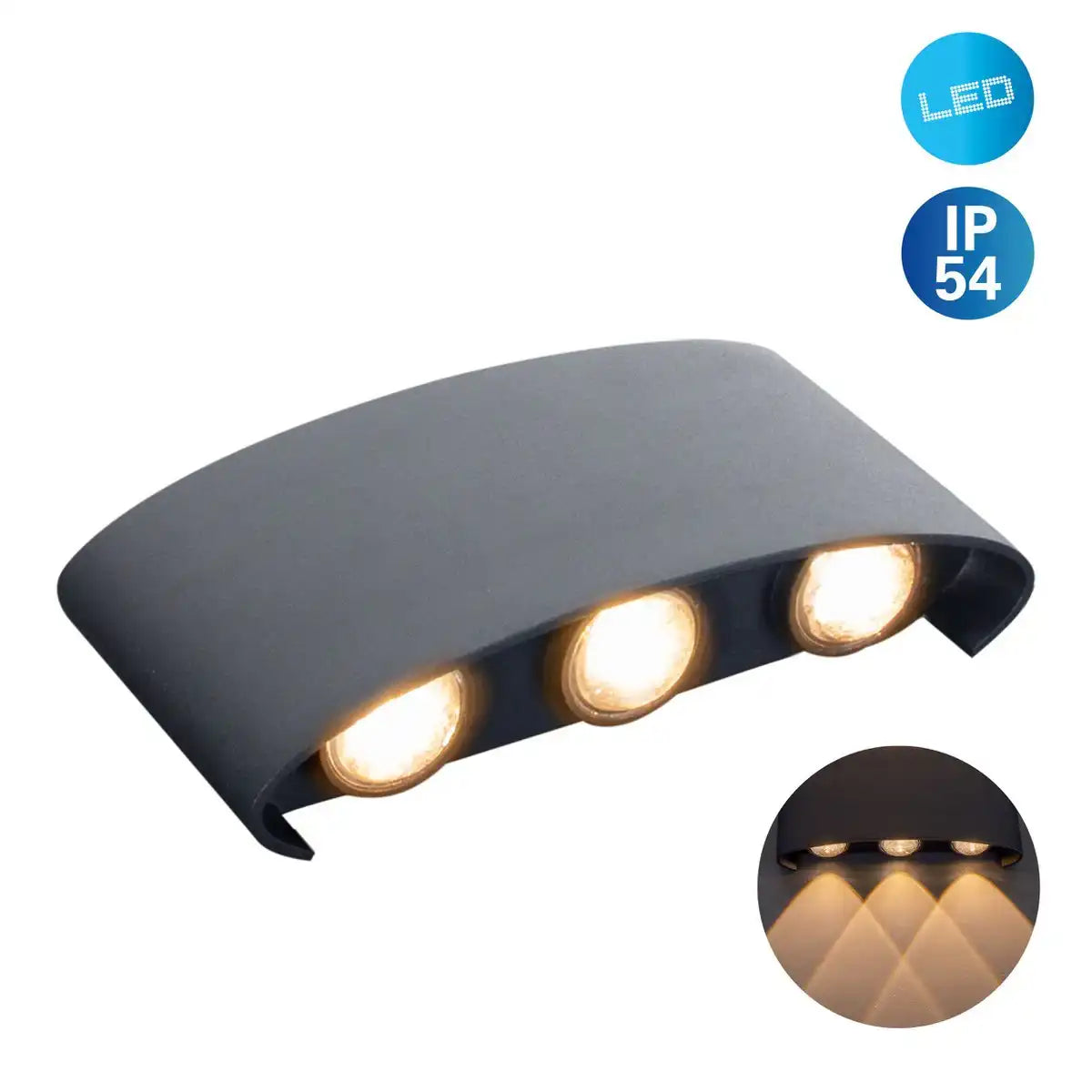 LED Außenwandleuchte "AURON" , aus Metall in Anthrazit, mit integrierter LED