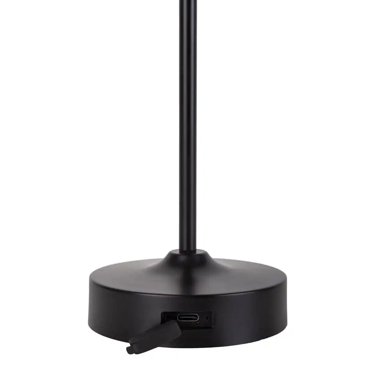 LED Akku-/ Tischleuchte "PINA" 30 cm hoch, aus Metall (schwarz) und Glas (weiß), integrierte LEDs, warmweiß