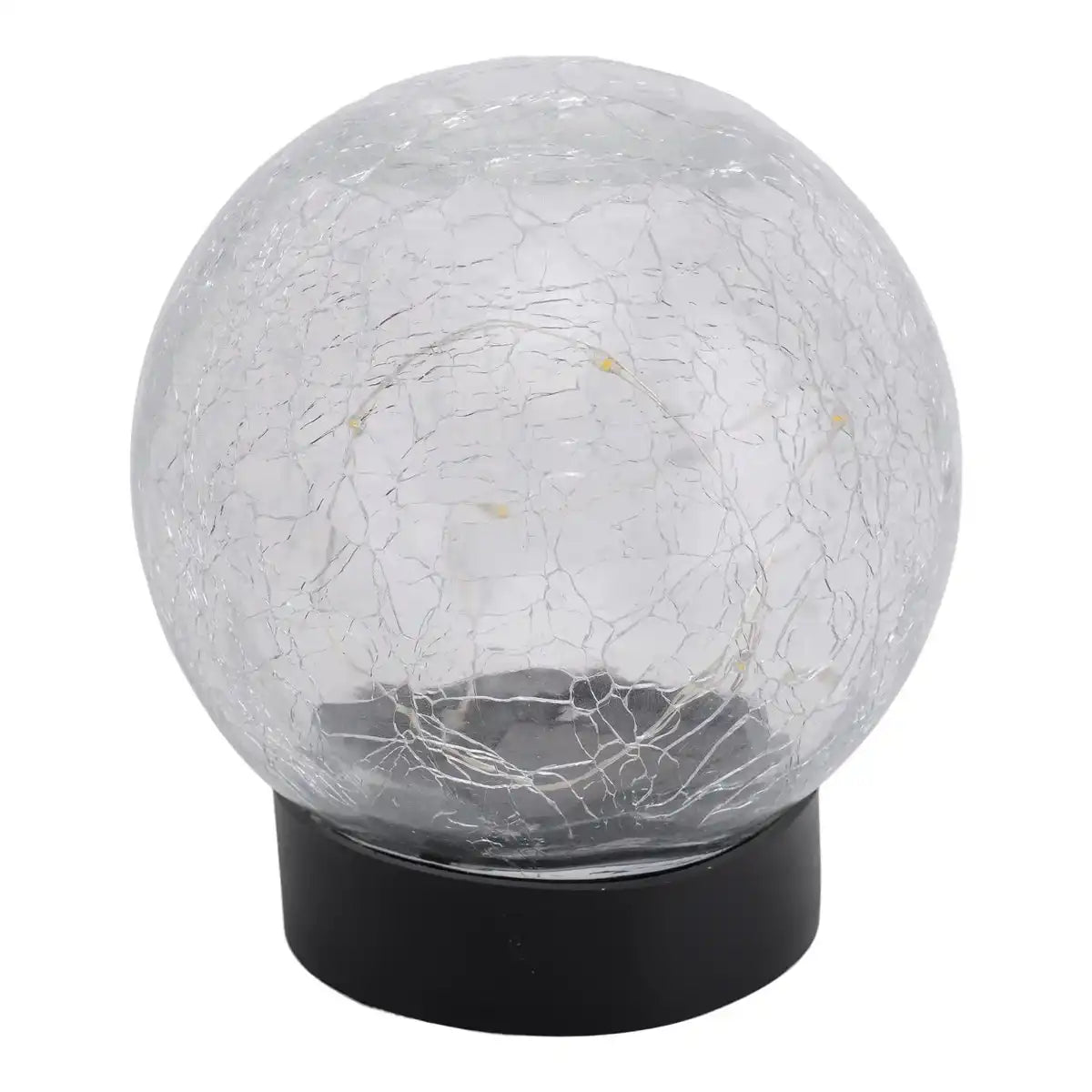 3er-Set LED-Solar-Tischleuchte/Erdspieß "Crackle" Ø 12cm , für Außen, Tischleuchte - Kunststoff und Glas , Weiß, mit integrierter LED