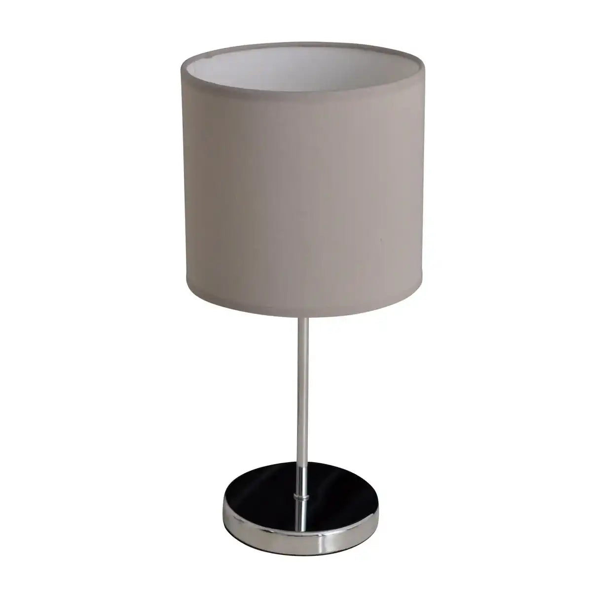 Tischleuchte "NEW YORK", klassische Tischlampe aus Metall mit Textilschirm in Grau, mit E27-Fassung, 38,5 cm hoch, perfekt für Wohnzimmer, Esszimmer, Diele und Büro