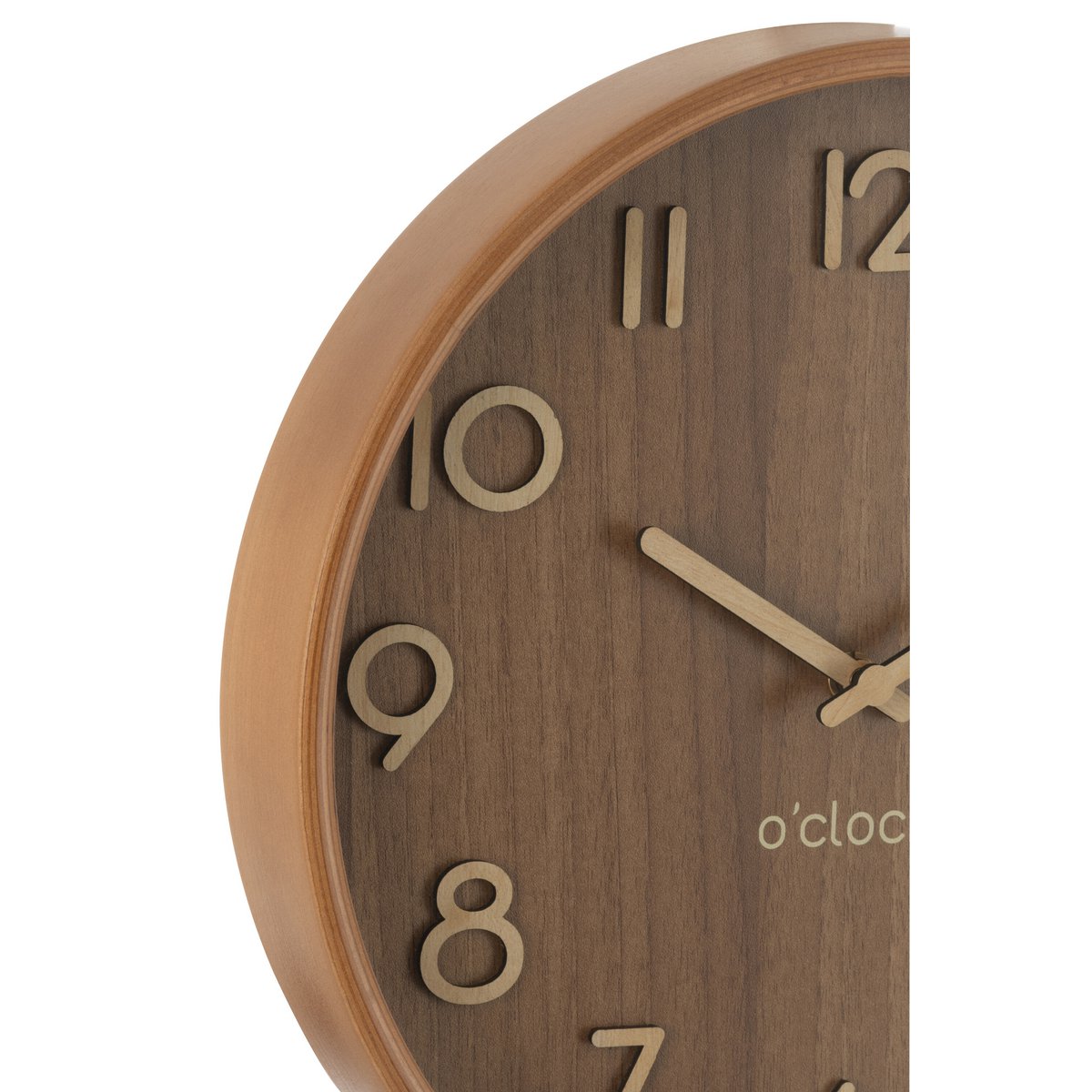 J-Line Wanduhr Sperrholz/MDF Natur Dunkel Klein