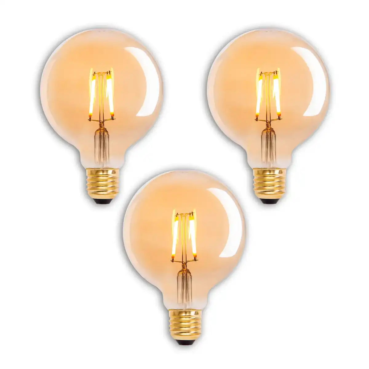 3er-Set LED Leuchtmittel E27-Fassung 4,1 Watt , aus Metall und Glas, warmweiß