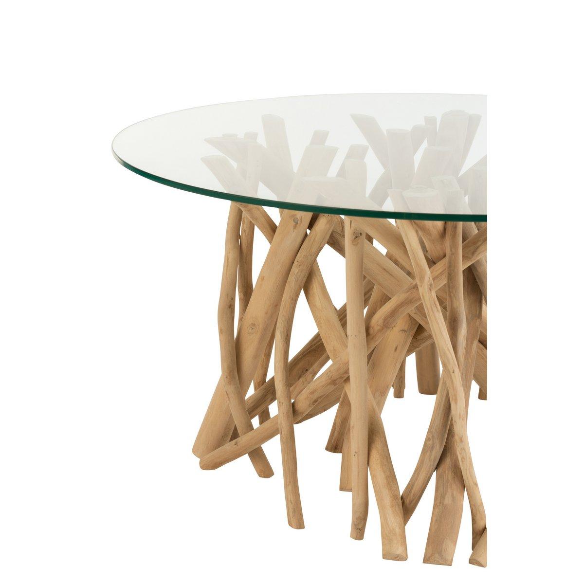 J-Line Couchtisch Zweige Teakholz Natur/Glas