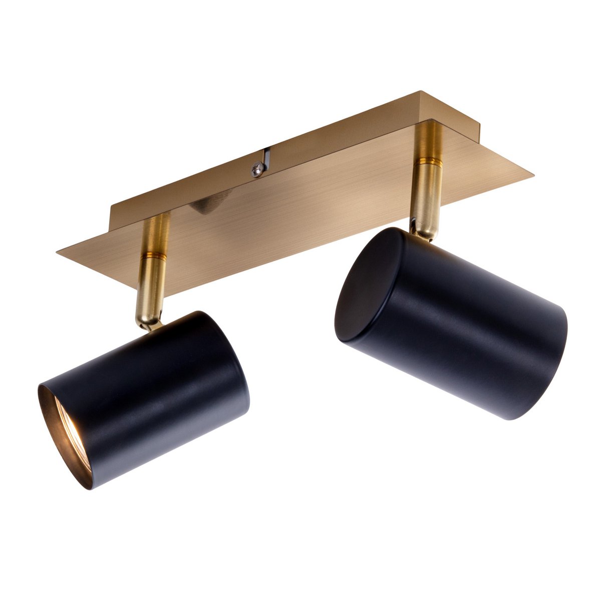 2er Wand- und Deckenleuchte "FRIDA" in Metall schwarz / Gold, Deckenstrahler, GU10, Deckenlampe für Esszimmer, Wohnzimmer, Diele oder Büro, 24 cm lang