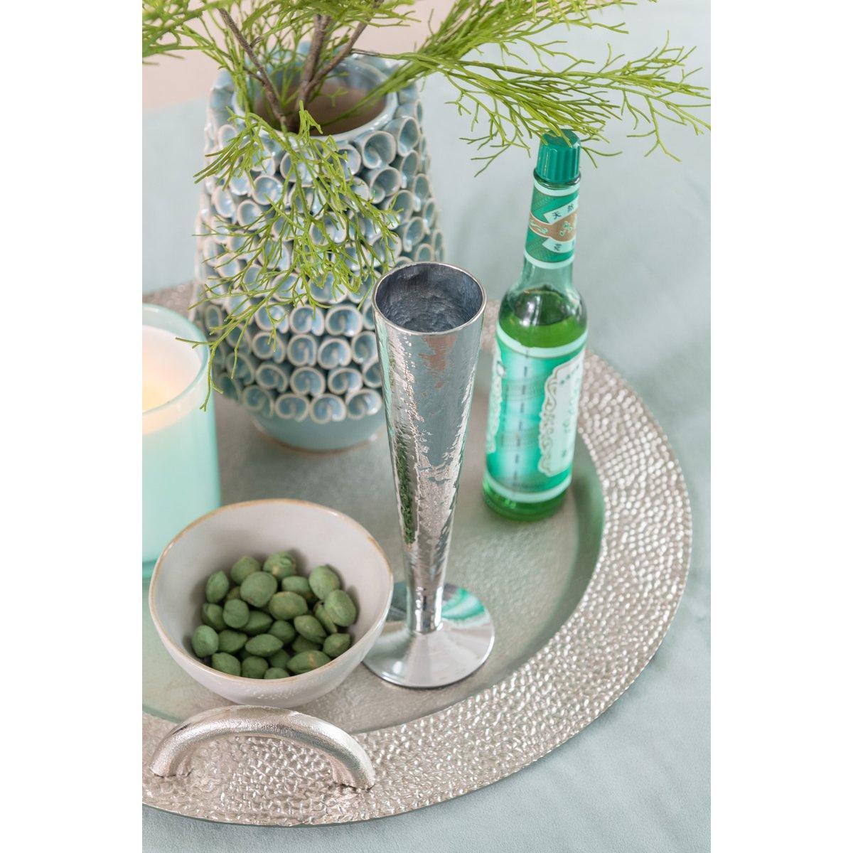 J-Line Champagnerglas Uneven - Glas - Silber - 4 Stück