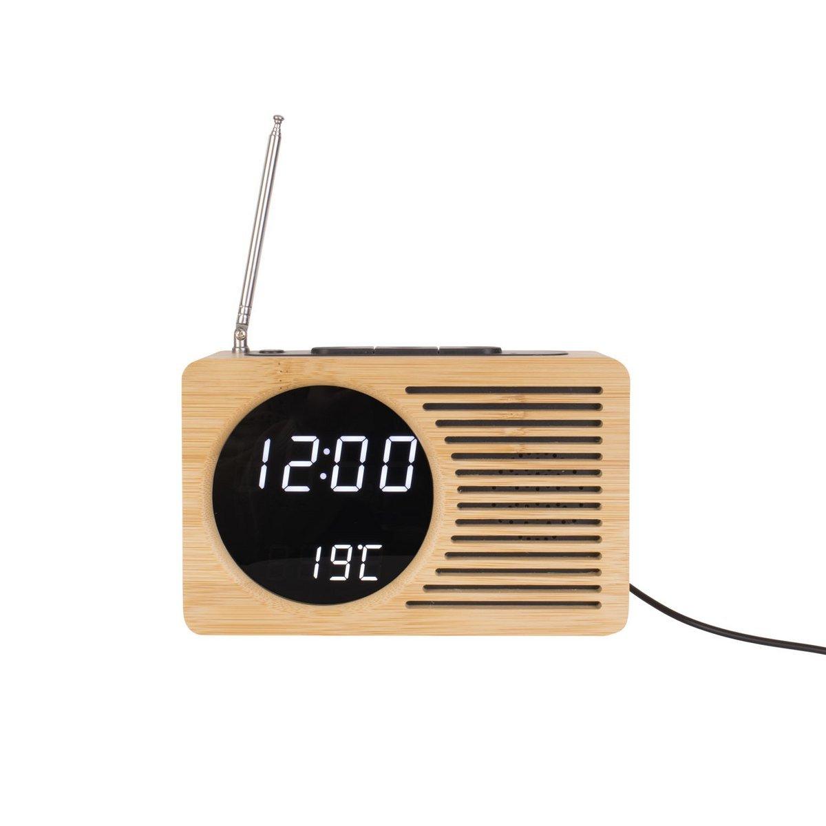 Wecker Retro Radio Bambus